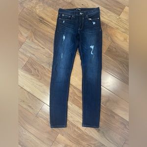 Express zippered distressed jeggings leggings. Mid rise. 4 Long